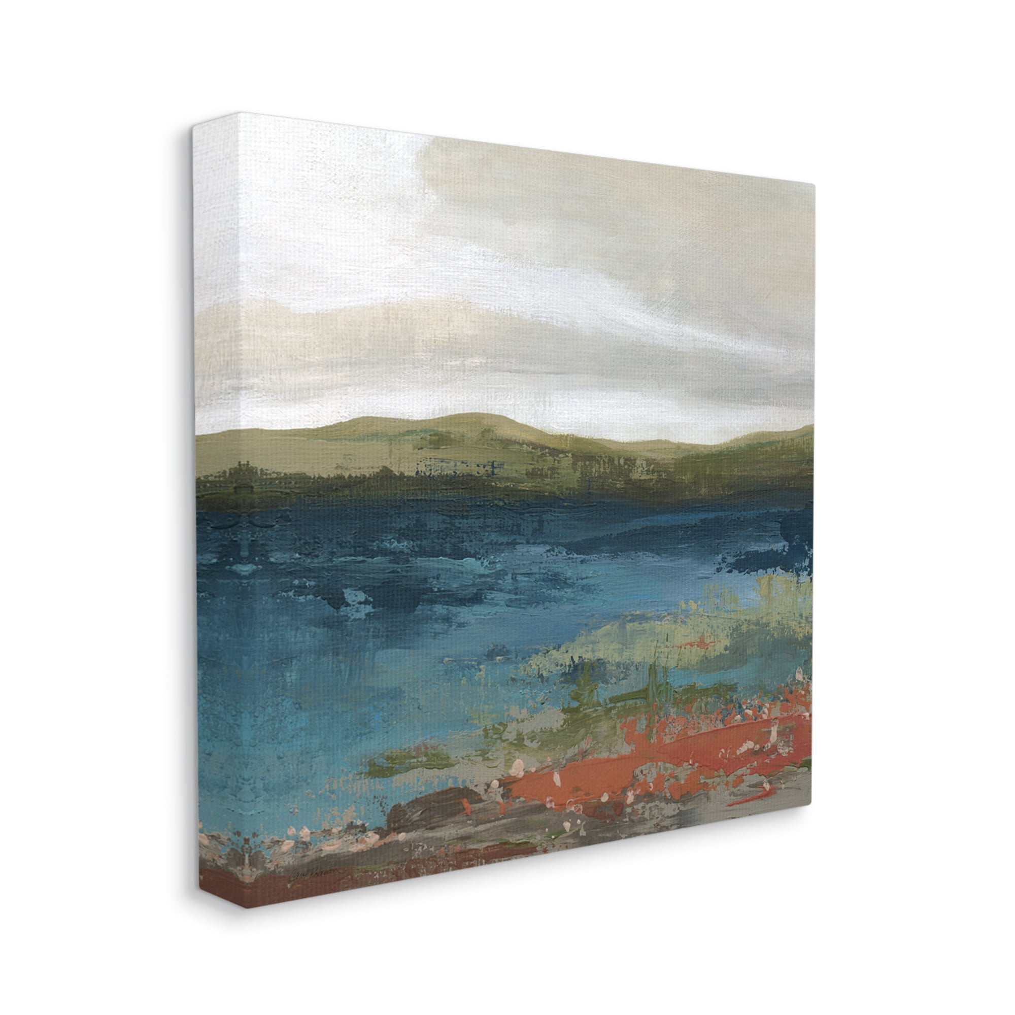 Stupell Industries Pond Shore Green Mountainous Scenery Modern Painting Painting Gallery Wrapped Canvas Print Wall Art, Design by Carol Robinson