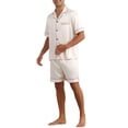 thumbnail image 4 of Conjunto de Pijamas de Satén INSPIRE CHIC para Hombre, Pijamas de Manga Corta de Dos Piezas con Bolsillos, Ropa de Dormir Suave en Color Champagne, 4 of 6