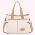 thumbnail image 5 of Bolso bandolera de lona multifunción para mujer Bolso con asa superior Moda para el trabajo (blanco), 5 of 5