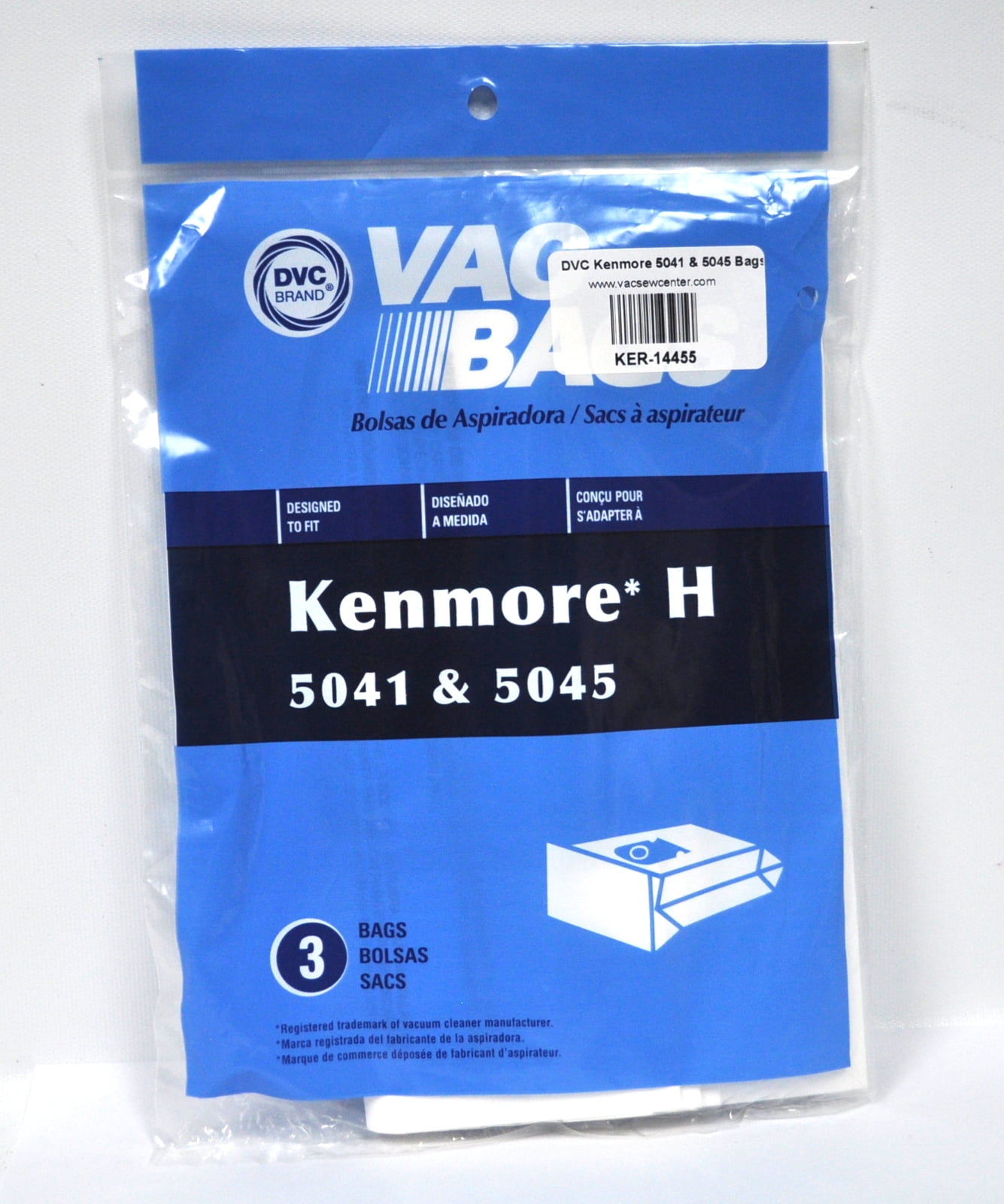 3 Vacuum Bags for Kenmore Caniser No 5041 5045 By DVC 