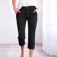 thumbnail image 2 of BUIGTTKLOP Capri Pants for Women High Waisted Dress Capris Side Split Straight Leg Stretchy Cropped Work Pants with Pockets, 2 of 6