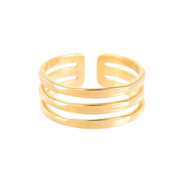 Thumb Ring Geometric Lines Shape Adjustable Opening Design Finger Ring Stainless Steel Finger Band Versatile Jewelry Gift