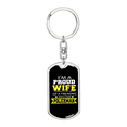 thumbnail image 1 of Proud Wife Of A Policeman Stainless Steel or 18k Gold Premium Swivel Dog Tag Keychain, 1 of 8