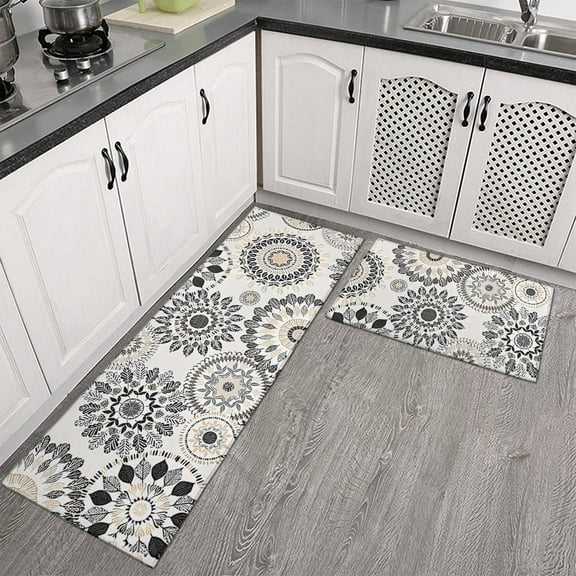 Kitchen Mat, Cushioned Anti Fatigue Kitchen Rug Set, 2 Pieces Non Slip Waterproof Kitchen Mats for Floor, Comfort Heavy Duty Standing Mat for Kitchen, Laundry, Sink, Office, Desk