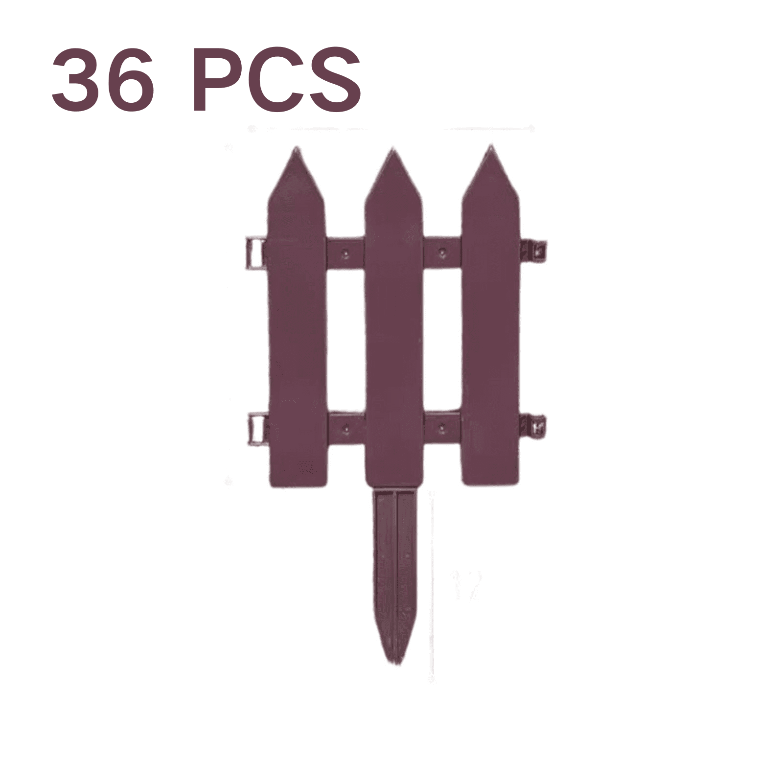 CuiLiyq 36 Pack Coffee Garden Fence with 36 Insert Lawn Picket Fence Garden Border Decorative Plastic Panels, for Landscape Flowerbeds Plants Yard, 6.69'' L x 7.87'' H