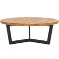 thumbnail image 4 of SAFAVIEH Leo Outdoor Patio 3 Leg Round Coffee Table, Natural/Black, 4 of 10
