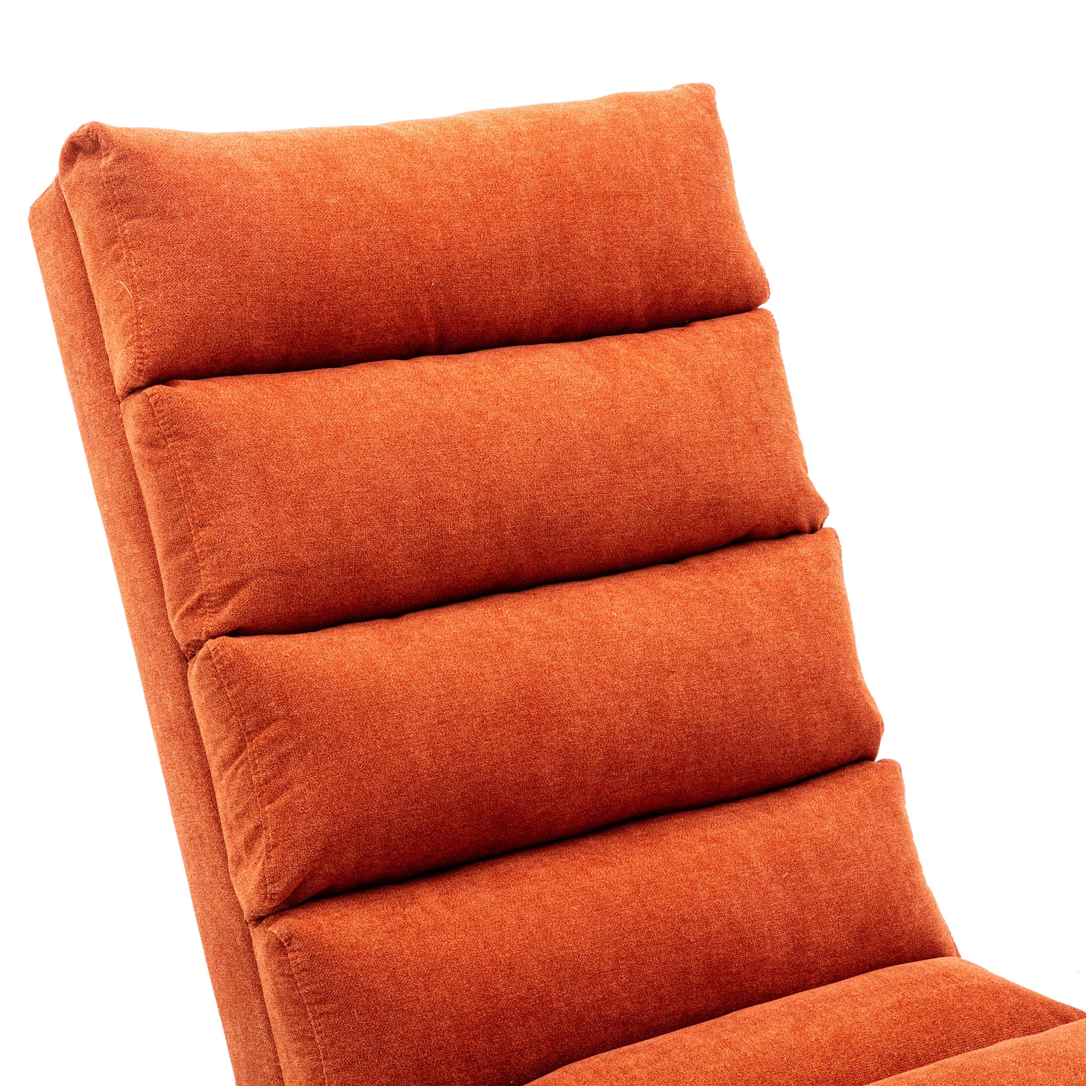 Noble House Upholstered Chaise Lounge Chair with Vibration, Linen Fabric Leisure Recliner, Orange
