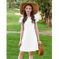 thumbnail image 5 of Arshiner Girls Summer Dress Tween Flutter Sleeve Pleated Front A Line Boho Beach Casual Dresses, 5 of 6