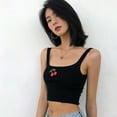 thumbnail image 3 of Crop Top Blouse for Women Cherry Print Rib Sleeveless Y2K Camisole Sexy Cami Sling Tank Top Summer Teen Girl Vest, 3 of 7