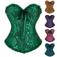 thumbnail image 4 of Hpapadks Waist Trainer Cincher for Women Vintage Floral Embroidery Patterns Bustier Bodysuit Lace Up Boned Corset Belt Halloween Green, 4 of 6
