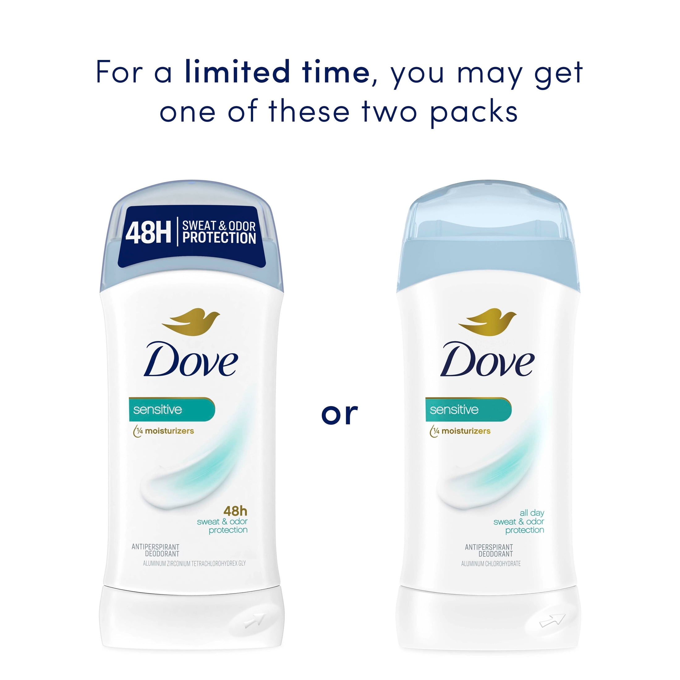 Dove Invisible Solid Antiperspirant Deodorant Stick For Women, Sensitive, For 48H Underarm Sweat & Odor Protection ,2.6 oz