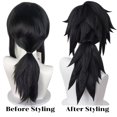 thumbnail image 4 of Peluca de cosplay Wiggy Mermaid Giyuu para disfraz de DS, negra para adulto, 4 of 9