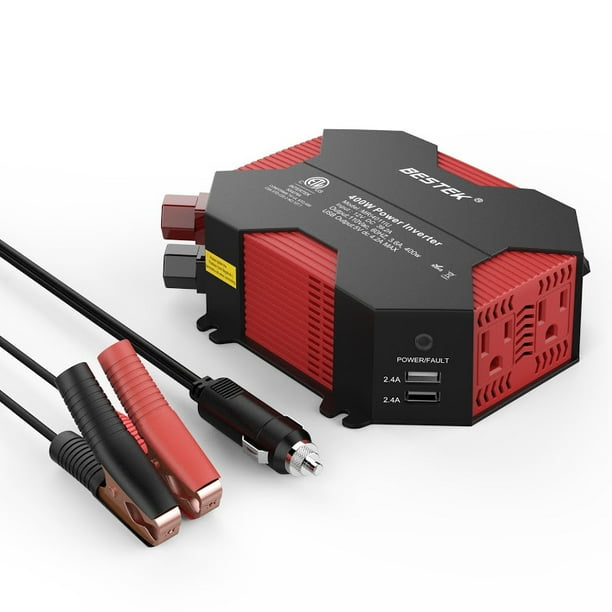 Bestek Mri4011iu Black Red 400w Power Inverter Dc 12v To Ac 110v Car Adapter With 5a 4 Usb Charging Ports Walmart Com Walmart Com