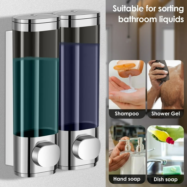 Duety Shampoo Dispenser Kit,2 Chamber Wall Mounted Shampoo and