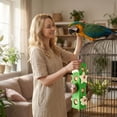 thumbnail image 6 of Parrot Chew Toy with Pinecones & Wood Blocks, Durable Wooden Grinding Stick for Medium & Large Parrots, Boredom Relief Bird Toy for Beak Trimming (Orange), 6 of 6