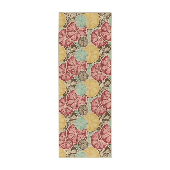 My Magic Carpet 2.5'x7' Machine Washable Non-Slip Kitchen Hallway Runner Rug - Citrus Burst
