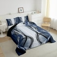 thumbnail image 3 of Feelyou Modern Artwork Teens Bedding Comforter Set, Grey Navy Abstract Twin Comforter Sets, Gradient Aesthetic Stripe Reversible Bedding Set, Luxury Bedroom Decor, 2 Pieces, 3 of 8