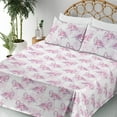 thumbnail image 3 of Ambesonne Flamingo Fitted & Flat Sheet with Shams 4 Pcs Set, Pinkish Roses and Birds, Full, Pale Fuchsia Violet and White, 3 of 5