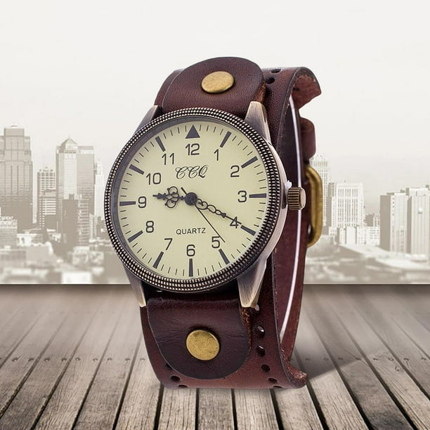 de reloj brazalete de material cuero hibrido correa de material cuero reloj lsera para hombres y mujeres de reloj Cafe oscuro Fernando reloj de pulsera Walmart en linea