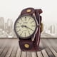 thumbnail image 4 of Pulsera de reloj antiguo Cuero de PU Banda de reloj de hombre Correa de cuero ancha Brazalete Híbrido Café oscuro Yuyangstore reloj de pulsera, 4 of 8