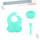 thumbnail image 2 of Kit Bebe Linium 3en1 Babero Cubiertos Plato Silicon Suave Color Aqua, 2 of 9