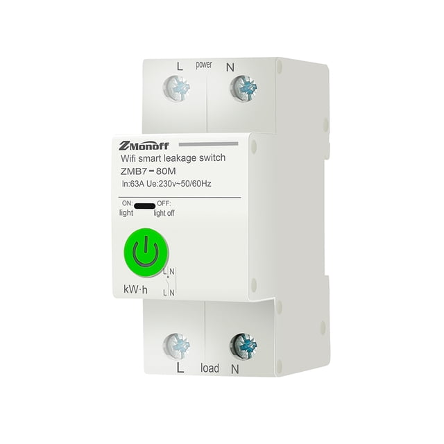 Disjoncteur Intelligent 2P Tuya avec Application, Disjoncteur Compatible Wi-Fi, Statistiques d'Électricité, Interrupteur de Fuite avec Protection contre les Fuites, Protection contre les Surtensions et sous-Tensions, Télécommande pour Téléphone Mobile pour