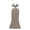 thumbnail image 1 of xiaxaixu Robe Longue à Bretelles Serrée Dos Nu Creux Couleur Unie pour Femmes, 1 of 7