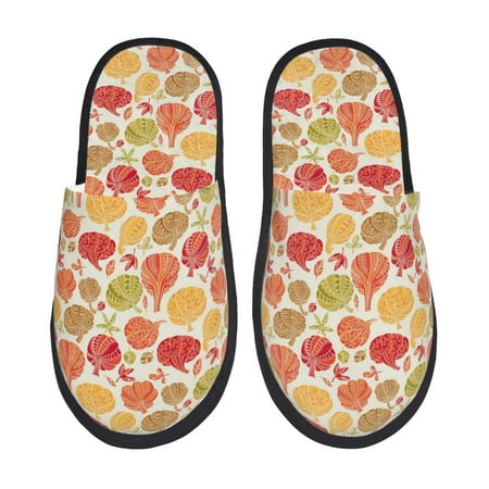 

Yiaed Cute Colorful Pumpkins Print Unisex House Slippers Slip on Warm Shoes Indoor Outdoor with Anti-slip sole-Large