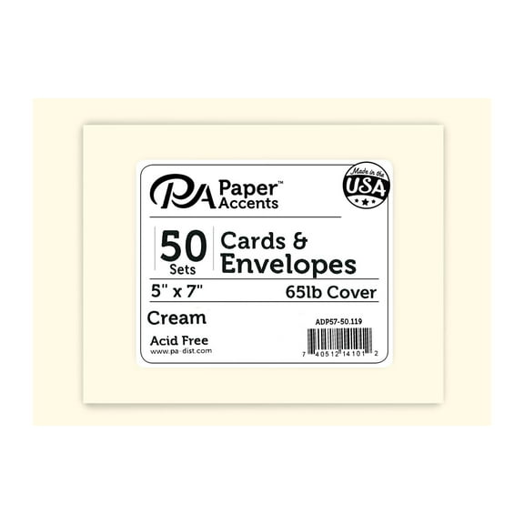 Paper Accents Card & Envelopes 5"x 7" Cream 50pc