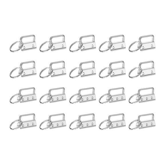 Uxcell 20 Pcs Key Fob Hardware, 1/1.3in 26/32mm Wristlet Clasp Sets with Key Rings for Keychain Making Supplies Lanyards Bag DIY Crafts, Silver