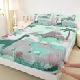 thumbnail image 3 of Homewish Green Dino 4pcs Bed Sheets for Boys Girls,Cartoon Animal Dinosaur King Sheets,Botanical Plants Super Cozy Sheet Set,Ultra Soft Home Decor, 3 of 7