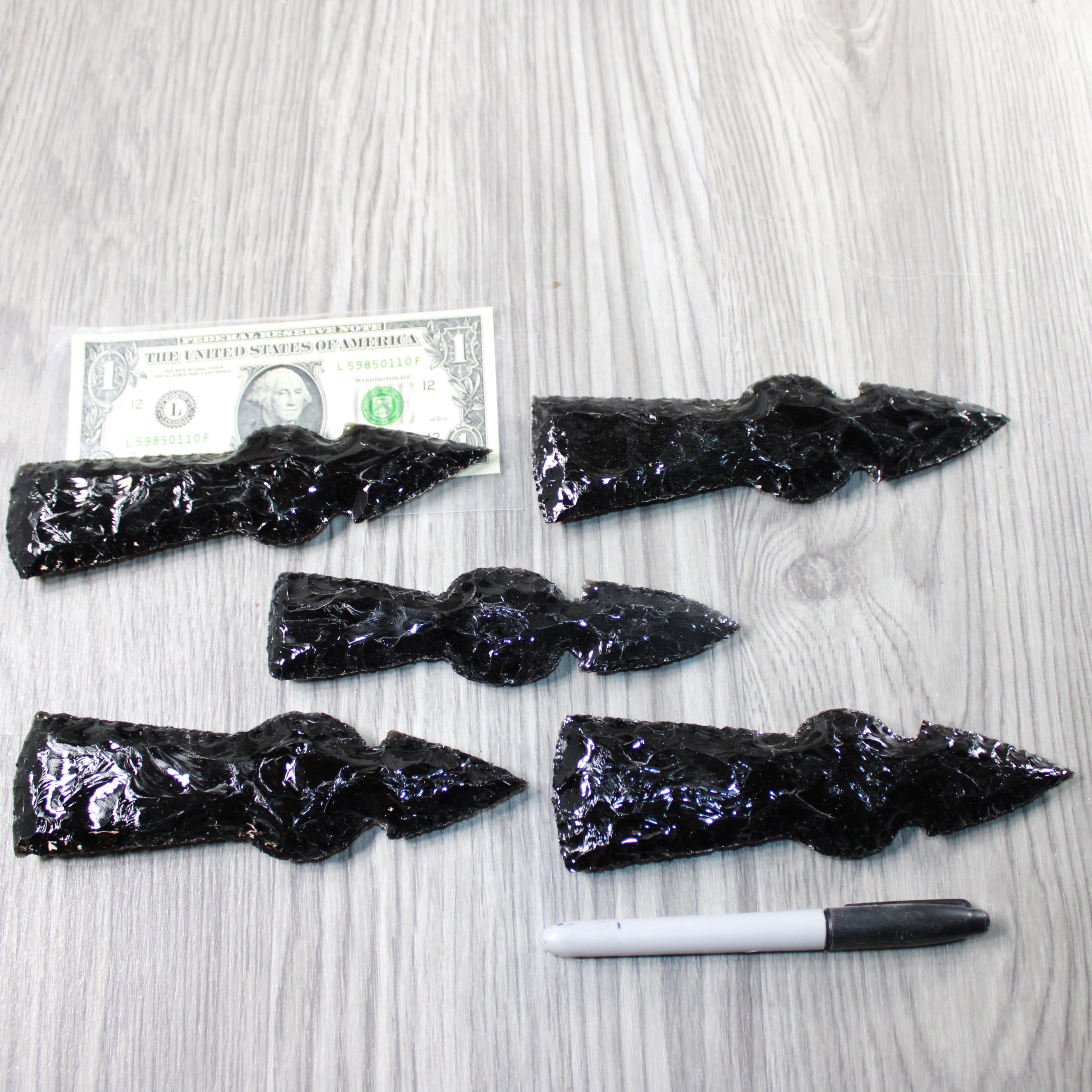5 Obsidian Ornamental Tomahawk Heads #4840  Ax Axe Hatchet