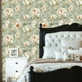 thumbnail image 2 of Boho Peel and Stick Wallpaper Elegant Cream Peach Peony Floral Sage Green Contact Paper 23.6in x 9.8ft Wallpaper Removable Self Adhesive Wall Paper for Bedroom, 2 of 8