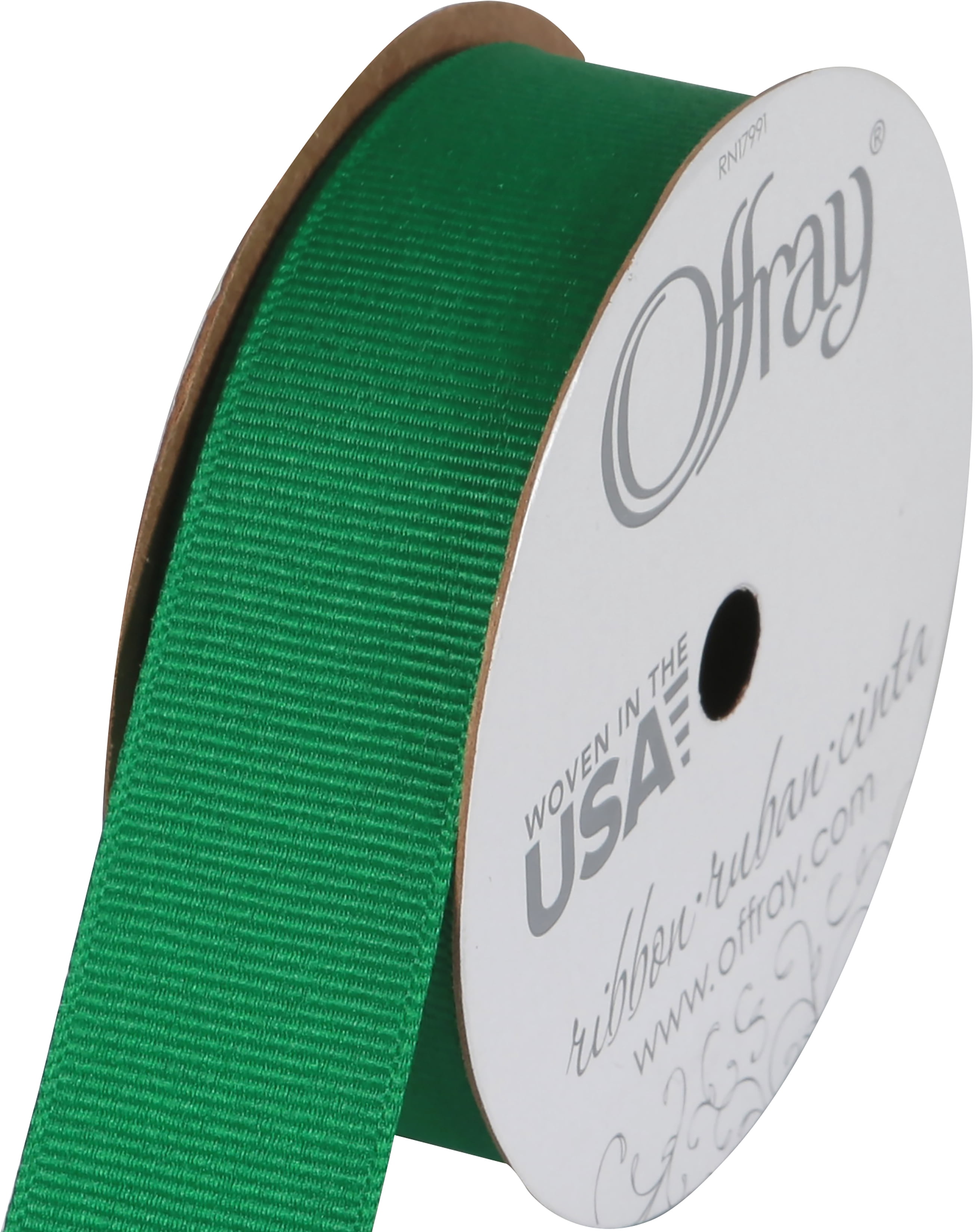 (3 pack) Offray Ribbon, Emerald Green 7/8 inch Grosgrain Polyester Ribbon, 18 feet