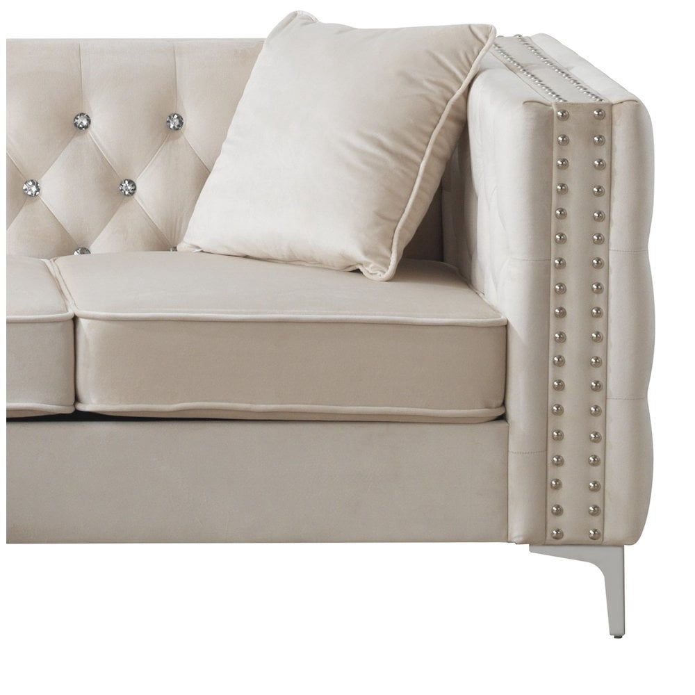 Glory Furniture Paige Sofa in Ivory Color