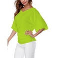 thumbnail image 3 of Uhndy Women Baggy Short Sleeve V-Neck Dolman Drape T-Shirts Top Beach Holiday Party Solid Tunics Tops Oversized Loose Tee Tops, 3 of 6