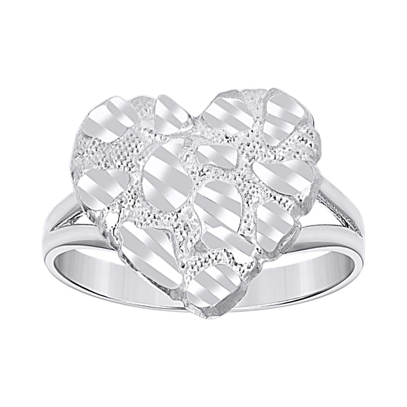925 Sterling Silver Womens Heart Nugget Fashion Ring Size 7