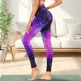 thumbnail image 3 of COEQINE Athletic Yoga Leggings for Women with Pockets Buttery Soft Tummy Control High Waisted Full-Length Gym Pants Star Violet Starry Sky Compression Hip Lift Casual Tights, S, 3 of 7