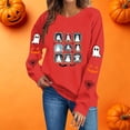 thumbnail image 4 of KEGIRLOM Halloween Sweatshirts for Women Cute Crewneck Ghost Pumpkin Sweaters | Cute frame ghost print sweatshirt Red Pullover, 4 of 8