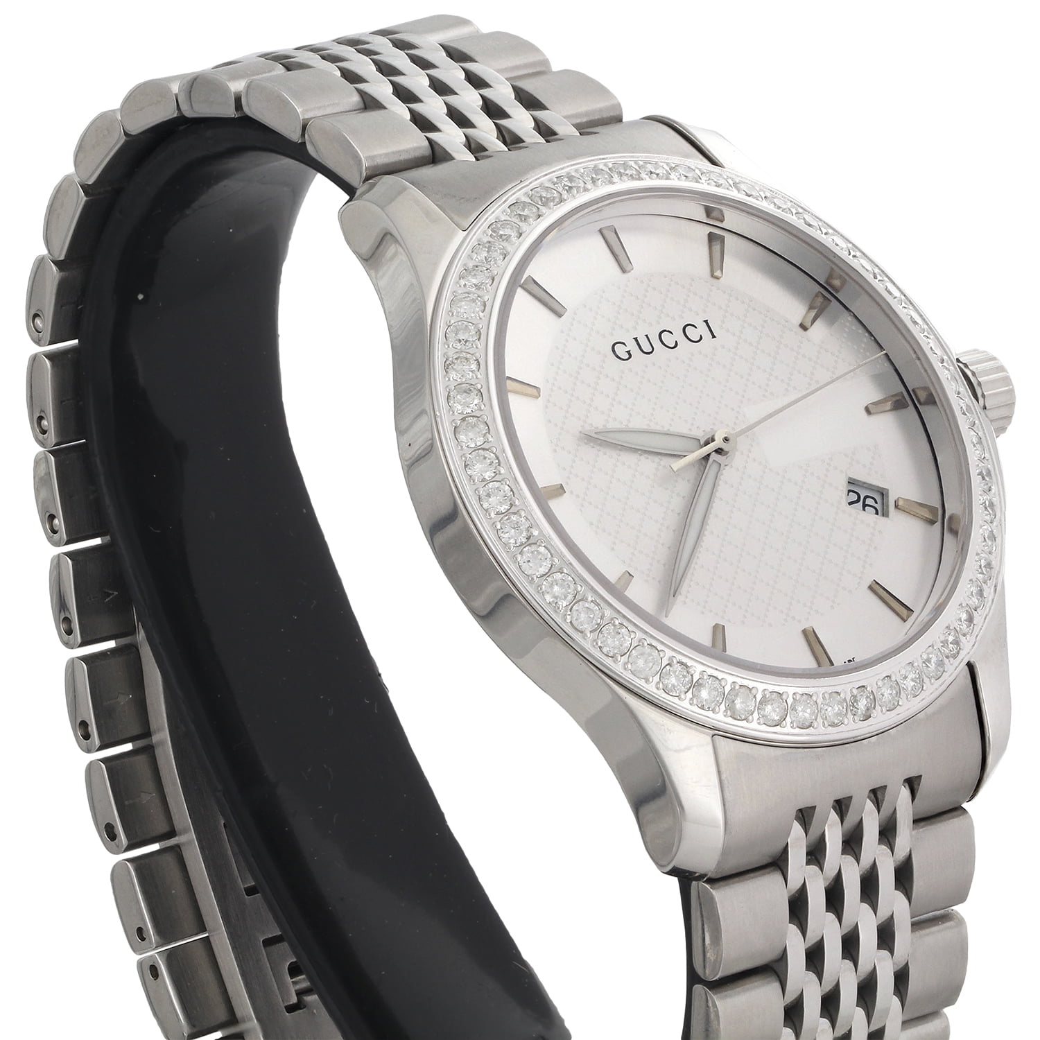 Gucci Ya126401 Genuine Diamond Watch Silver Dial G Timeless 38mm Steel 1.75 CT. Walmart