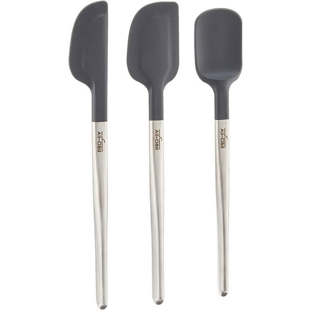 All-Clad Specialty Silicone Kitchen Gadgets 3 Piece Set, Spatulas Kitchen Tools, Kitchen Hacks Silver, Stainless Steel and Black