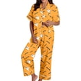 thumbnail image 2 of FASHOFT Women's 2 Piece Halloween Pajamas Soft Long Sleeve Button Down Sleepwear Top and PJ Pants Loungewear Set Orange L, 2 of 7