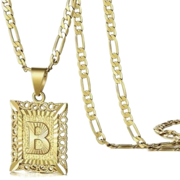 SEPARQI Initial Letter Pendant Necklace for Men and Women – 925 Sterling Silver with 14K Gold Plated Alphabet Charm A to Z on Figaro Chain