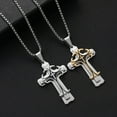 thumbnail image 2 of Crucifix Jesus Christ Cross Pendant Necklace for Men Twist Chains 14K White Gold Necklaces Christian Male Jewelry Gift, 2 of 8