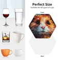 thumbnail image 6 of Vsdgher Oil Painting Colorful Hamster Leather Coasters for Drinks, Durable Drink Coasters 4 Set for Tabletop Protection, Luxurious Home Décor and Housewarming Gift ( {designName})Hexagon, 6 of 6