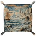 thumbnail image 2 of Women Girls Leather Square Dish Trinket Plate Jewelry Tray, Vintage Sea Marine Landscape Flag Mothers Day Birthday Gift, 20.5x20.5cm, 2 of 6