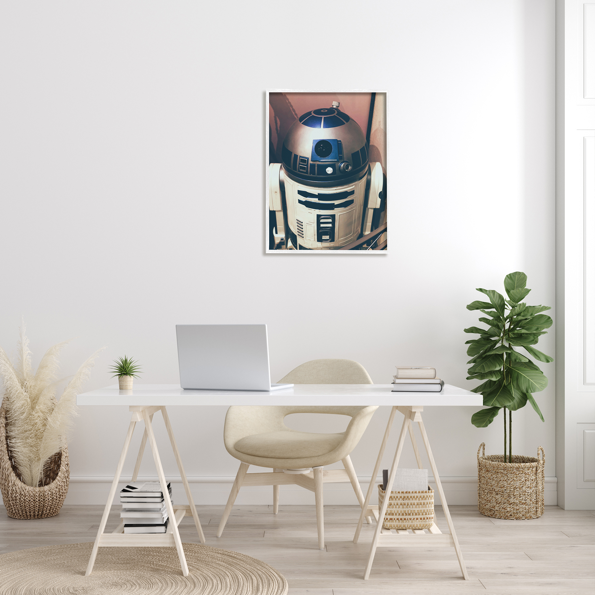 Stupell Industries Iconic Retro Sci-fi Space Robot Blue White, 24 x 30, Designed by Nice Nshuti