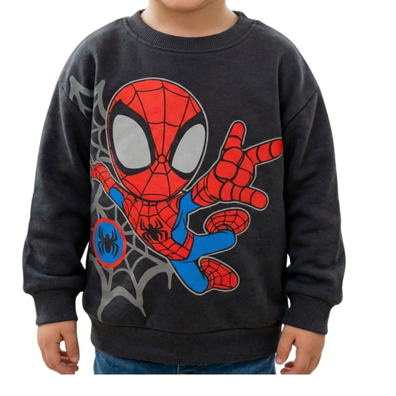 Marvel Spider-Man Toddler Boys Long Sleeve Crewneck Sweatshirt, Red, 5T