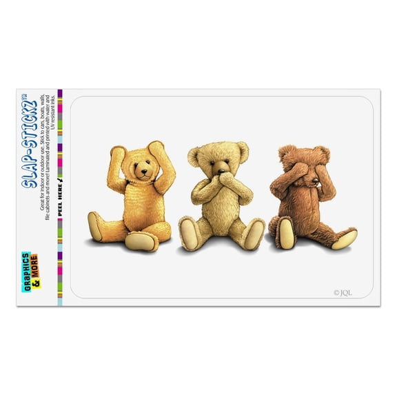 Hear Speak See No Evil Stuffed Plush Teddy Bears Home Business Office Sign