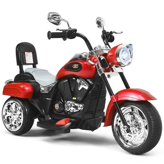 Pemberly Row 6V Kids Ride On Chopper Motorcycle 3 Wheel Trike Red